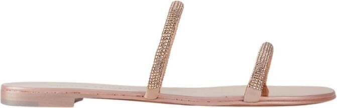 Giuseppe zanotti Sprankelende Rhinestone Slippers Beige Dames