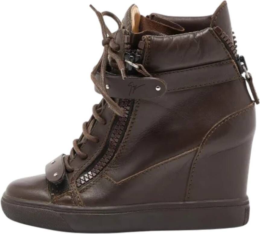 Giuseppe Zanotti Pre-owned Leather sneakers Brown Dames