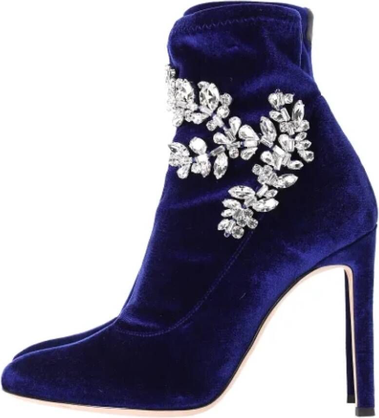 Giuseppe Zanotti Pre-owned Velvet boots Blue Dames