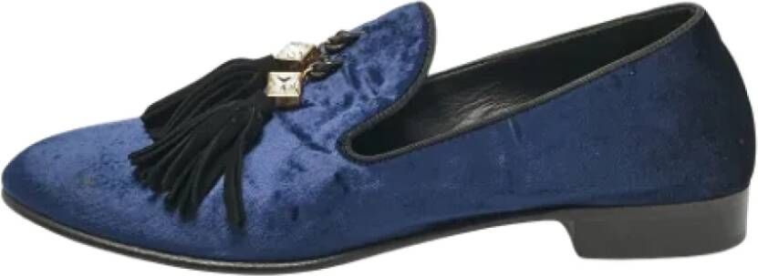 Giuseppe Zanotti Pre-owned Velvet flats Blue Dames