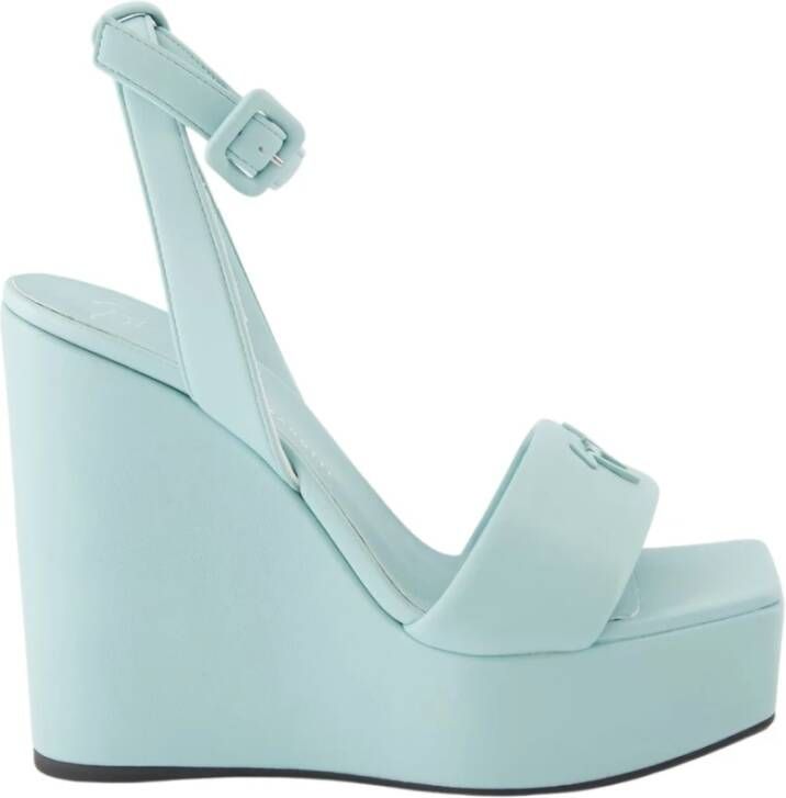 giuseppe zanotti Ronde Open-Teen Leren Sandalen Blue Dames