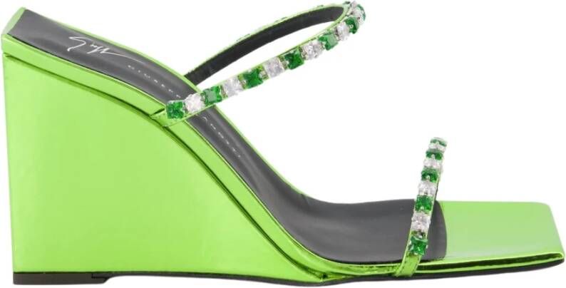 Giuseppe zanotti Groene Strass Wig Muiltjes Green Dames