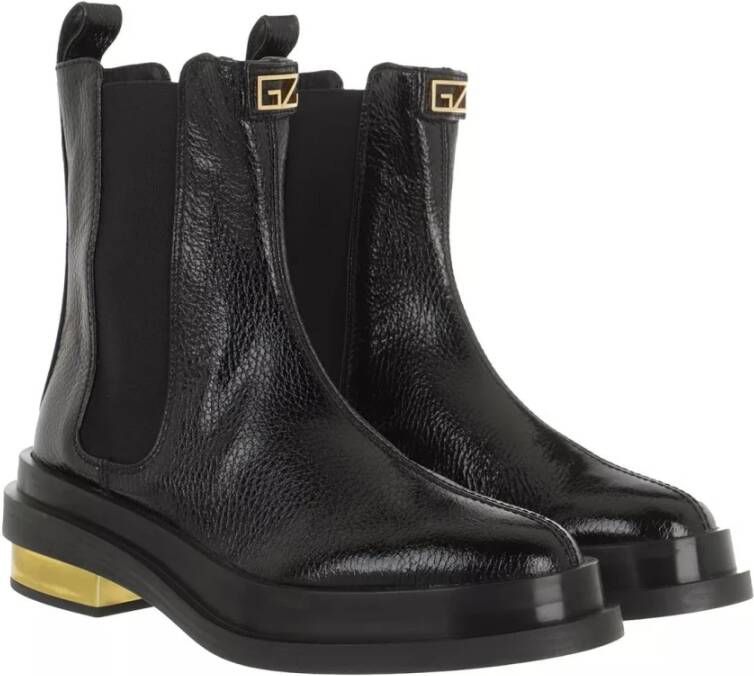 Giuseppe zanotti Zwarte Leren Bootie met Gouden Accenten Black Dames