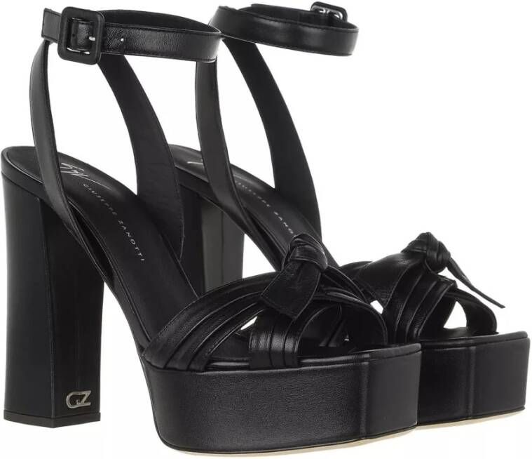 Giuseppe zanotti Zwarte Leren Sandaal met Blokhak Black Dames