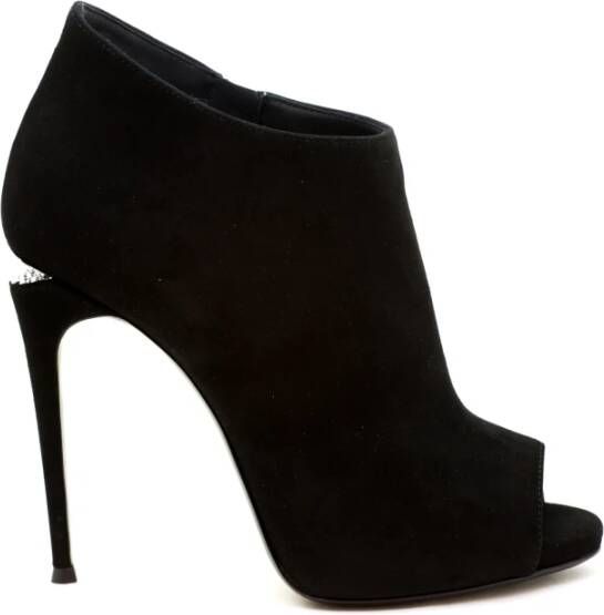 giuseppe zanotti Zwarte Suède Enkellaars Black Dames