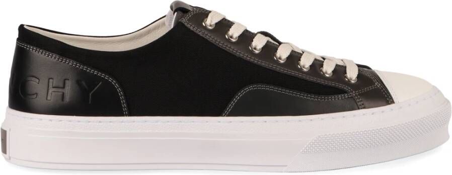 Givenchy Canvas Leren Sneakers Ronde Neus Black Heren