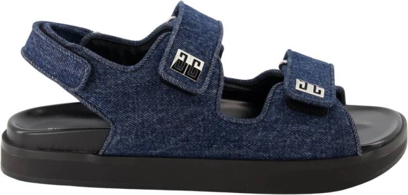 Givenchy Denim 4G Sandalen met Scratch Sluiting Blue Dames