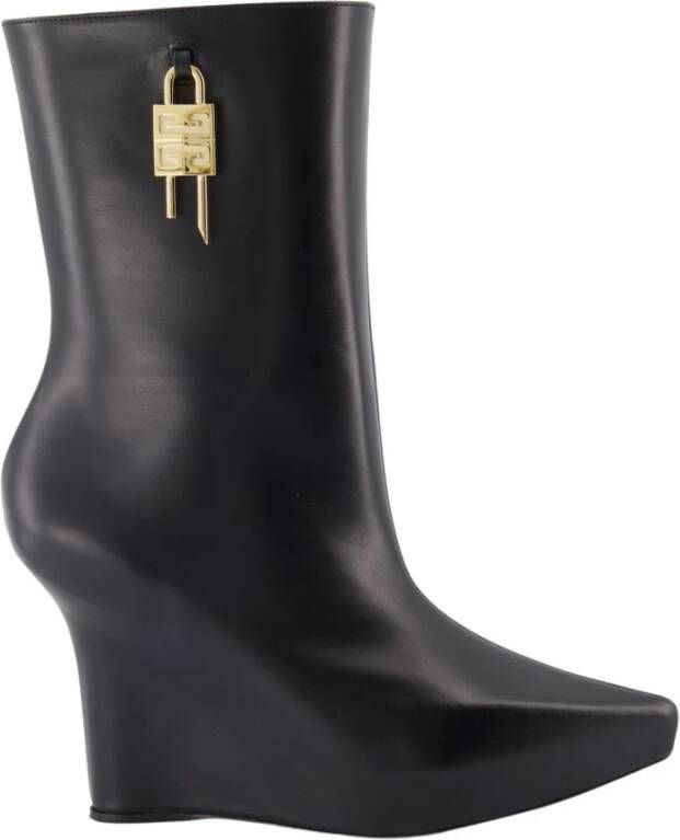 Givenchy Zwarte Leren Enkellaarzen Elegante Stijl Black Dames