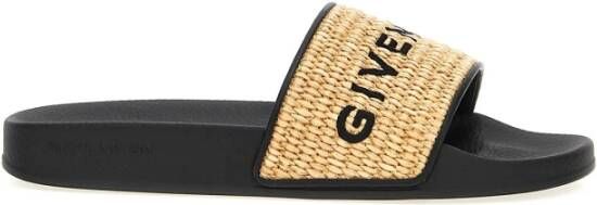 Givenchy Geborduurd Logo Beige Sandalen Rubberen Zool Beige Dames