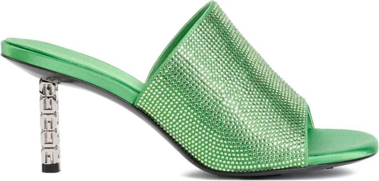 Givenchy Groene Satijnen Strass Muiltjes Green Dames