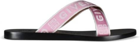 Givenchy Roze Leren Platte Sandalen Roze Dames