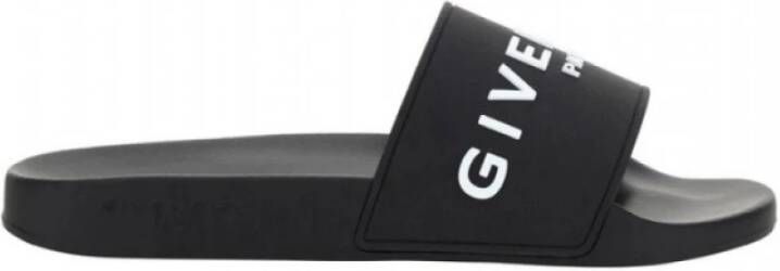 Givenchy Zwarte Slide Sandalen met Contrasterende Handtekening Zwart Dames