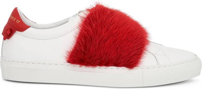 Givenchy Witte Leren Sneakers met Rood Paneel White Dames