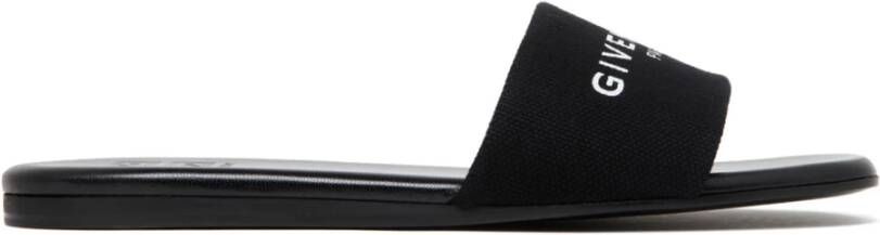 Givenchy Zwarte Canvas Slide Sandalen met Logo Black Dames