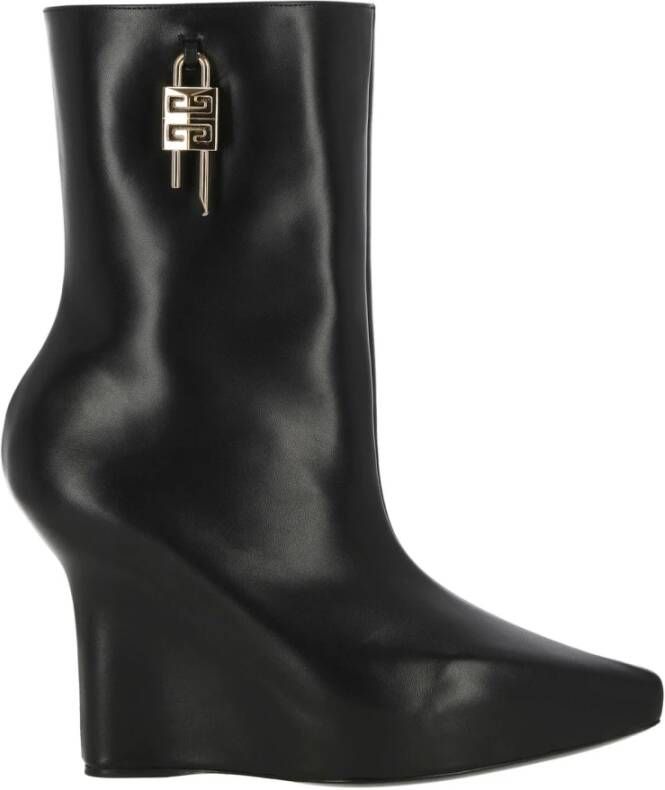 Givenchy Zwarte Leren Enkellaarzen Elegante Stijl Black Dames