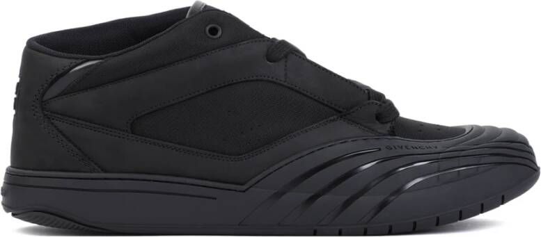 Givenchy Zwarte Mid-Top Leren Sneakers Black Heren