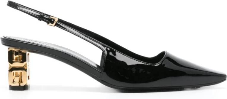 Givenchy Zwarte Patent Slingback Gebeeldhouwde Hak Black Dames