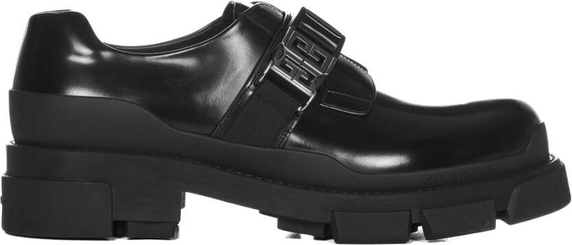 Givenchy Zwarte platte schoenen met verstelbare riem en 4G metalen gesp Black Heren