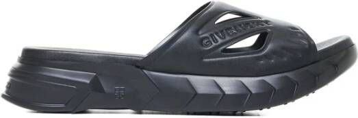 Givenchy Zwarte Slider Sandalen met Logo Black Heren