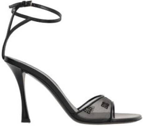 Givenchy Zwarte Transparante 4G Plumetis Sandalen Black Dames