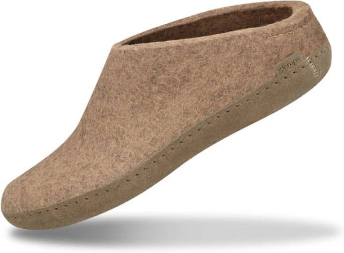 Glerups Natuurlijke Wollen Pantoffels in Zandkleur Beige Unisex