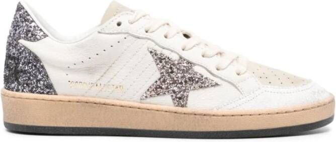 Golden Goose Glitter Sneakers met Gebarsten Leren Neus White Dames