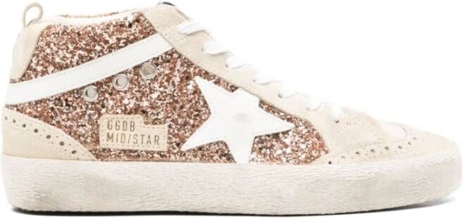 Golden Goose Beige Glitter Witte Ster Sneakers Beige Dames