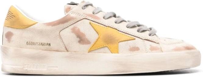 Golden Goose Beige ster en gele hiel sneakers Beige Heren