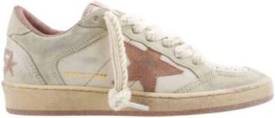 Golden Goose Beige Ster Leren Sneakers met Geel Suède Beige Dames