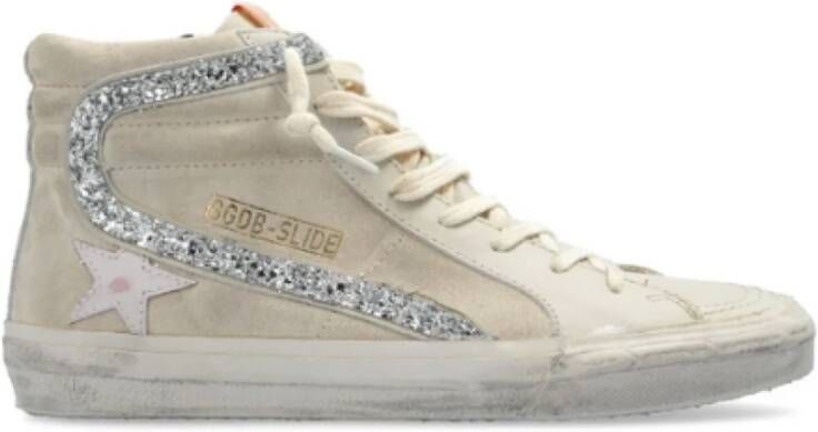 Golden Goose Beige Zilver Suède Hoge Sneakers Beige Dames