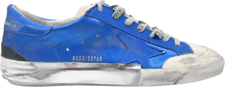 Golden Goose Blauw Metalen Superstar Sneakers Blue Heren