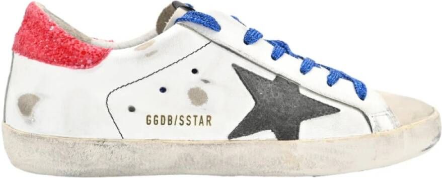 Golden Goose Blauw Rood Glitter Wit Superstar Sneakers White Dames