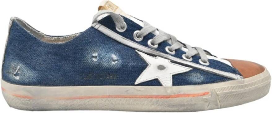 Golden Goose Blauwe Jeans Witte Ster Sneakers Blue Dames