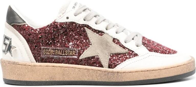 Golden Goose Bordeaux Glitter Star Sneakers Red Dames