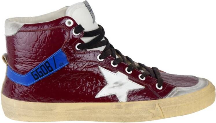 Golden Goose Bordeaux Leren High Top Sneakers Red Heren