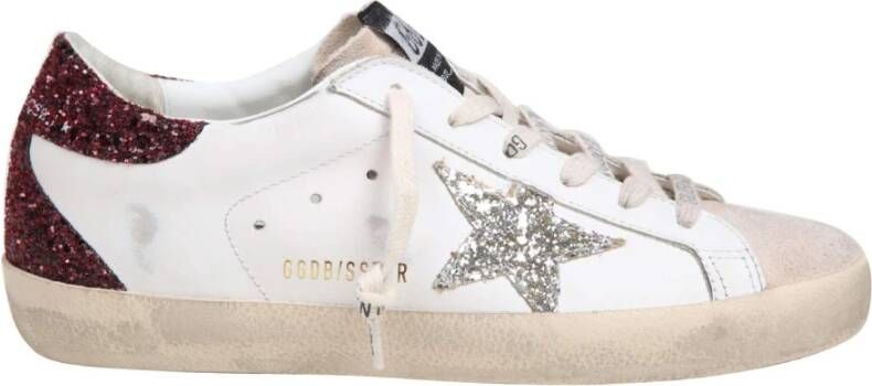 Golden Goose Bordeaux Wit Leer Suède Sneakers White Dames