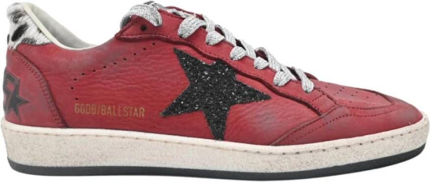 Golden Goose Bordeaux Zwart Glitter Ster Sneakers Red Heren