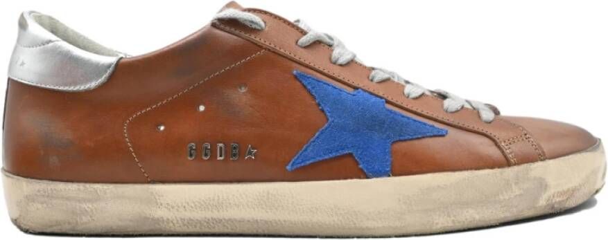 Golden Goose Bruin Blauwe Ster Sneakers Superstar Stijl Brown Heren