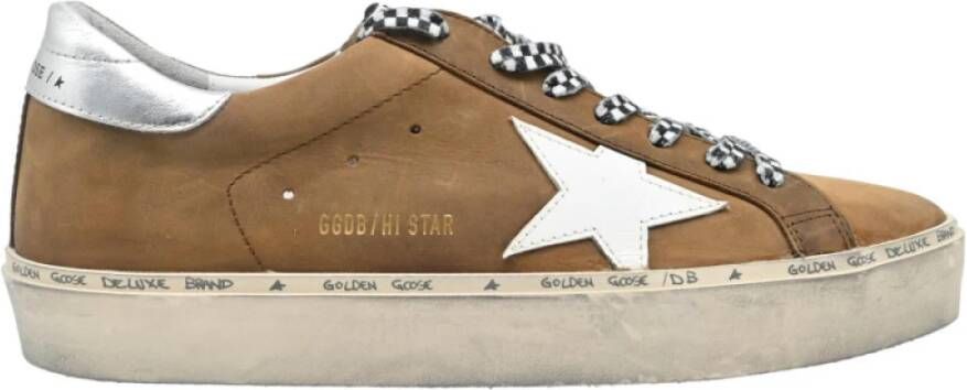 Golden Goose Bruin en witte ster sneakers Brown Dames