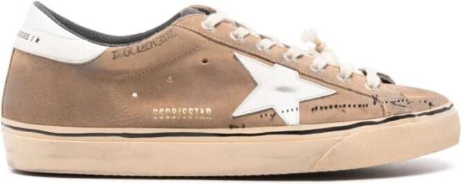 Golden Goose Bruin Suède Super-Star Sneakers Beige Heren