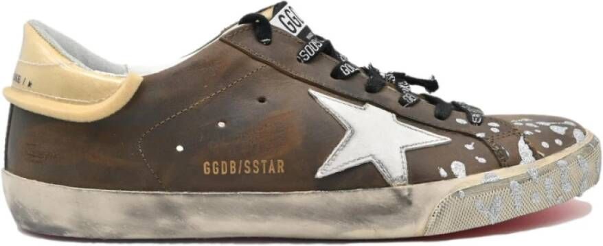 Golden Goose Bruin Wit Ster Zwart Sneakers Brown Dames