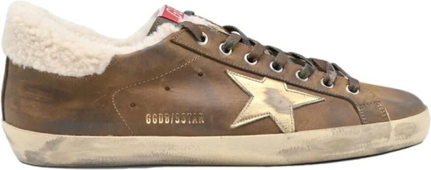 Golden Goose Bruine Gouden Ster Shearling Sneakers Beige Heren