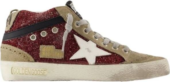 Golden Goose Low-Top Sneakers Mid Star Glitter Sneakers With Contrasting Star in rood