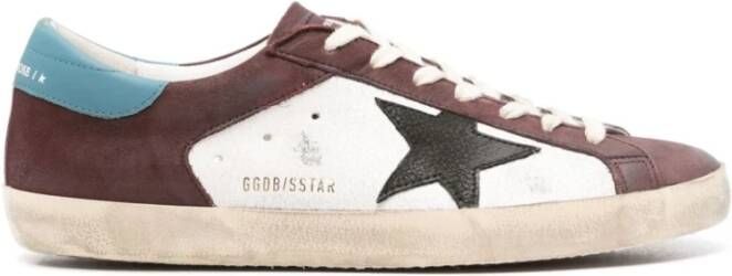 Golden Goose Burgundy White Suede Sneakers Multicolor Heren