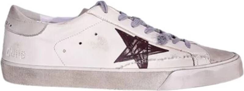 Golden Goose Sneakers Super-Star Met Lijst Gedrukte Ster Geborduurd Beige Heren