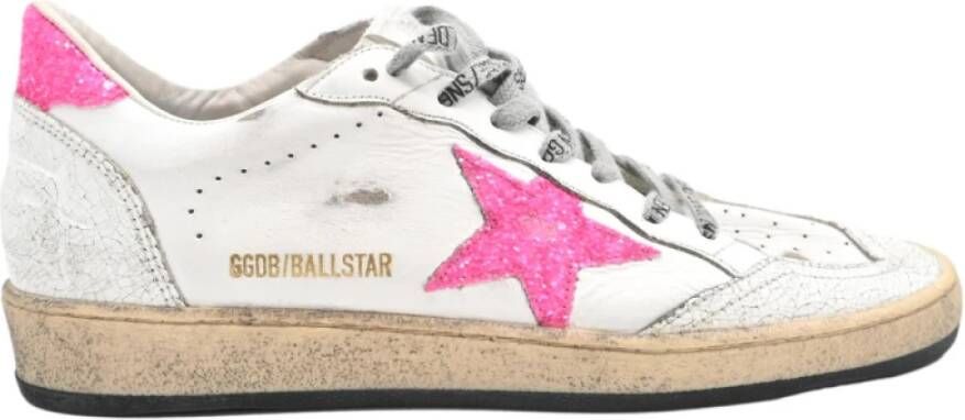 Golden Goose Crack leer glitter ster sneakers White Dames