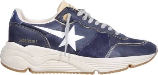 Golden Goose Blauwe Suède Hardloopsneakers met Handtekening Sterpatch Blue Heren