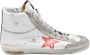 Golden Goose Francy White Red Blue Silver Sneakers Gray Heren - Thumbnail 1