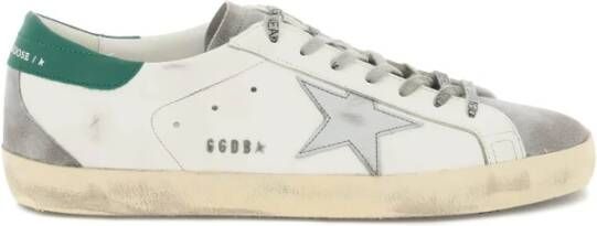 Golden Goose Witte Leren Superstar Sneakers met Groene Hak White Heren