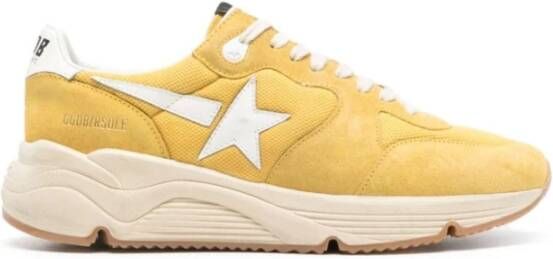 Golden Goose Geel Witte Sneakers Panel Ontwerp Ronde Neus Yellow Heren